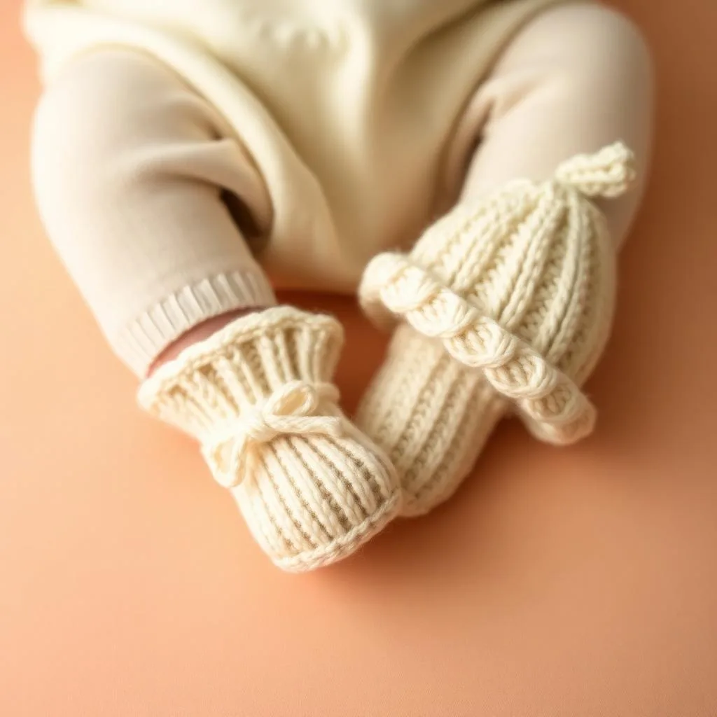 Knitted baby booties